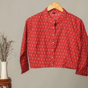 Handmade Block Print Cotton for Women ? Ethnic Floral Printed Top with Long Sleeves